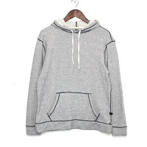 Rails Smith Hoodie Men L Cream Navy Stripe Cotton French Terry Coastal Preppy